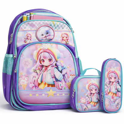 MOCHILA ESCOLAR 3 PIEZAS CON LUCES