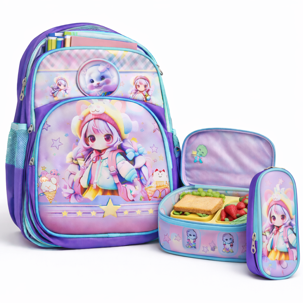 MOCHILA ESCOLAR 3 PIEZAS CON LUCES