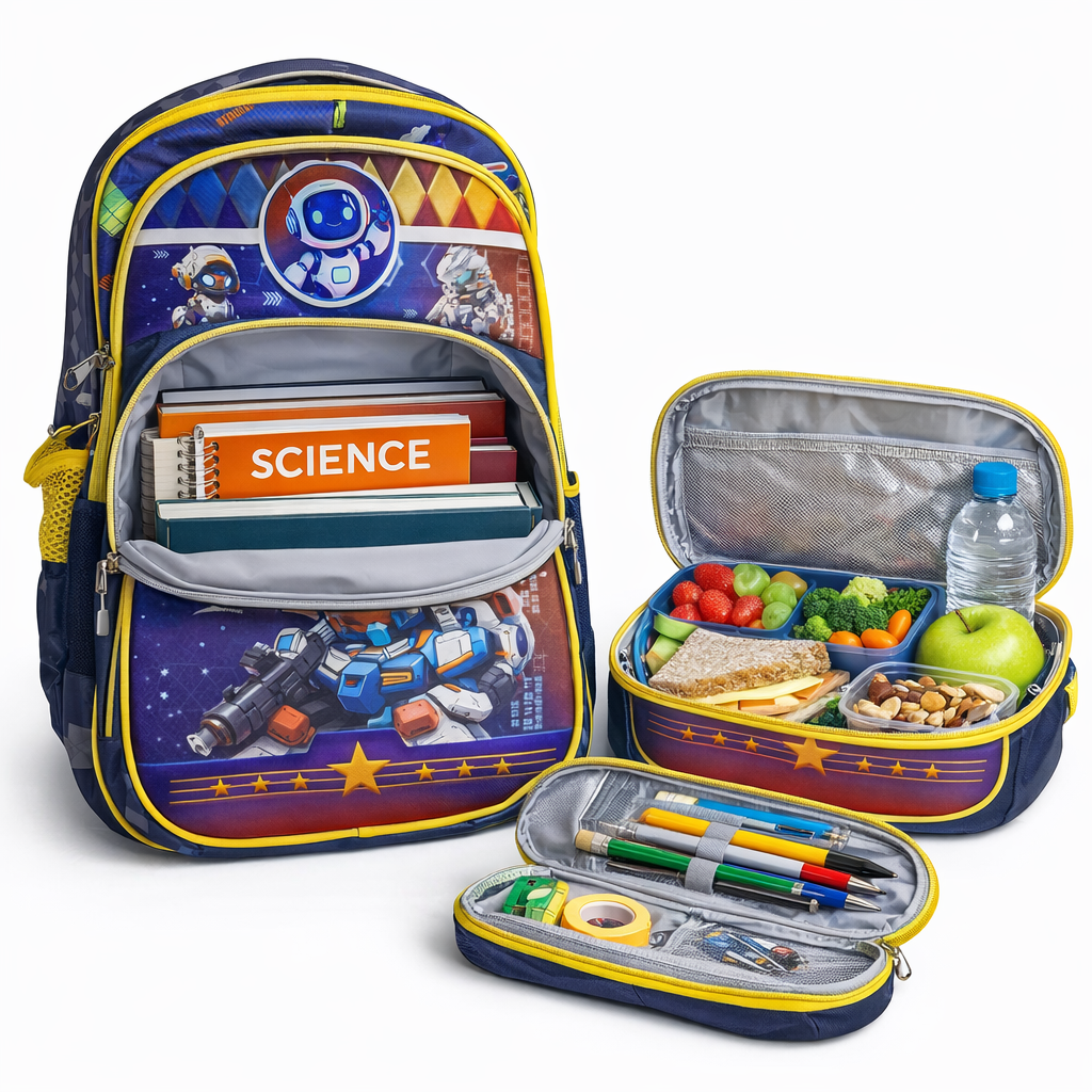 MOCHILA ESCOLAR 3 PIEZAS CON LUCES