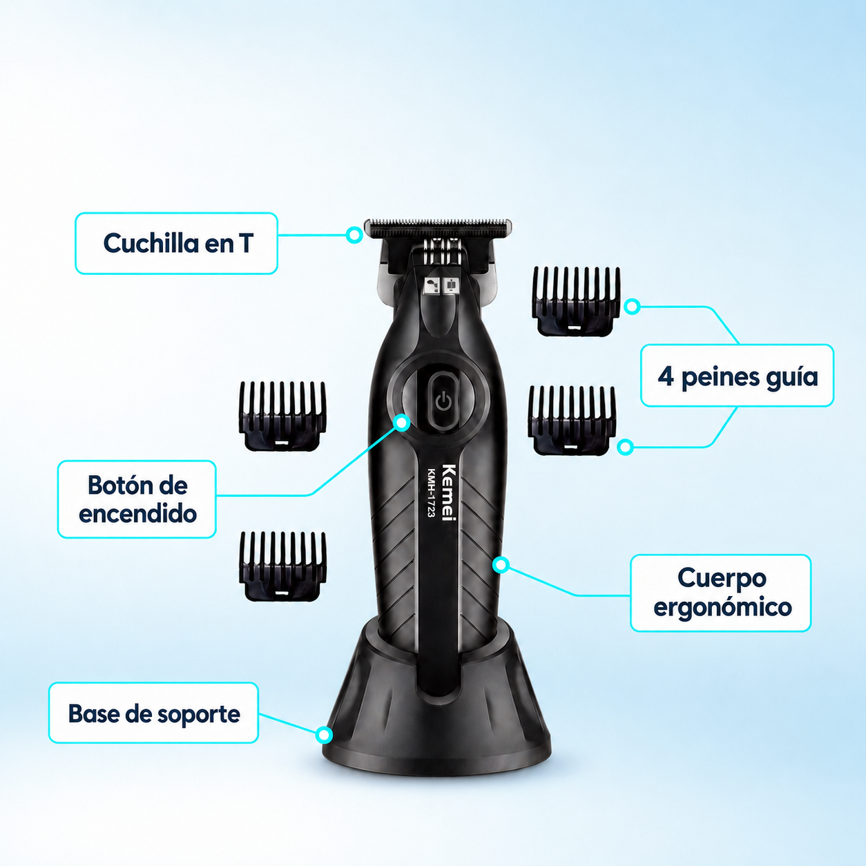 MAQUINA AFEITADORA RECARGABLE KEMEI KM-1743 - Imagen 2
