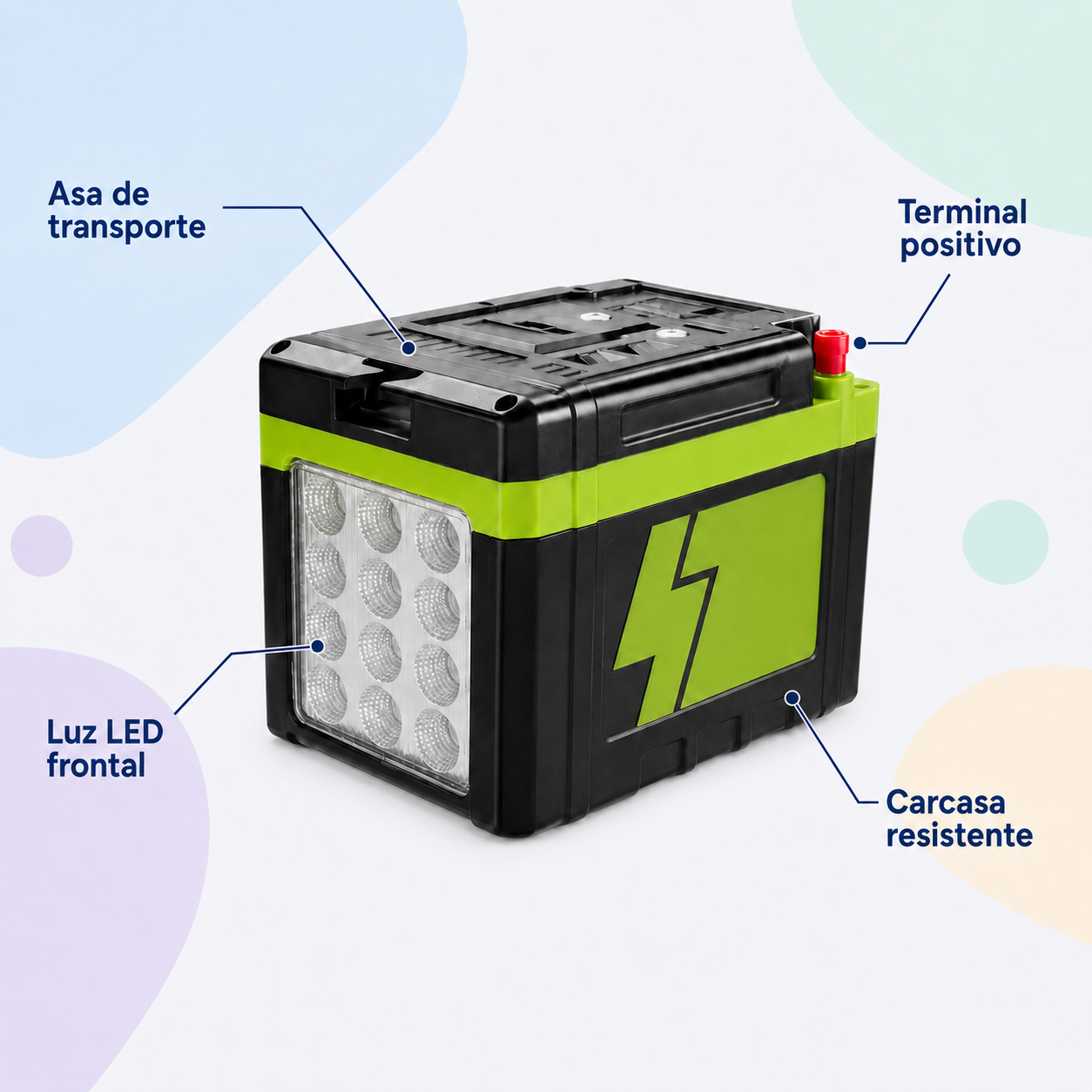 BATERIA RECARGABLE PORTATIL GD-1220 AC/ 100 Watts - Imagen 2