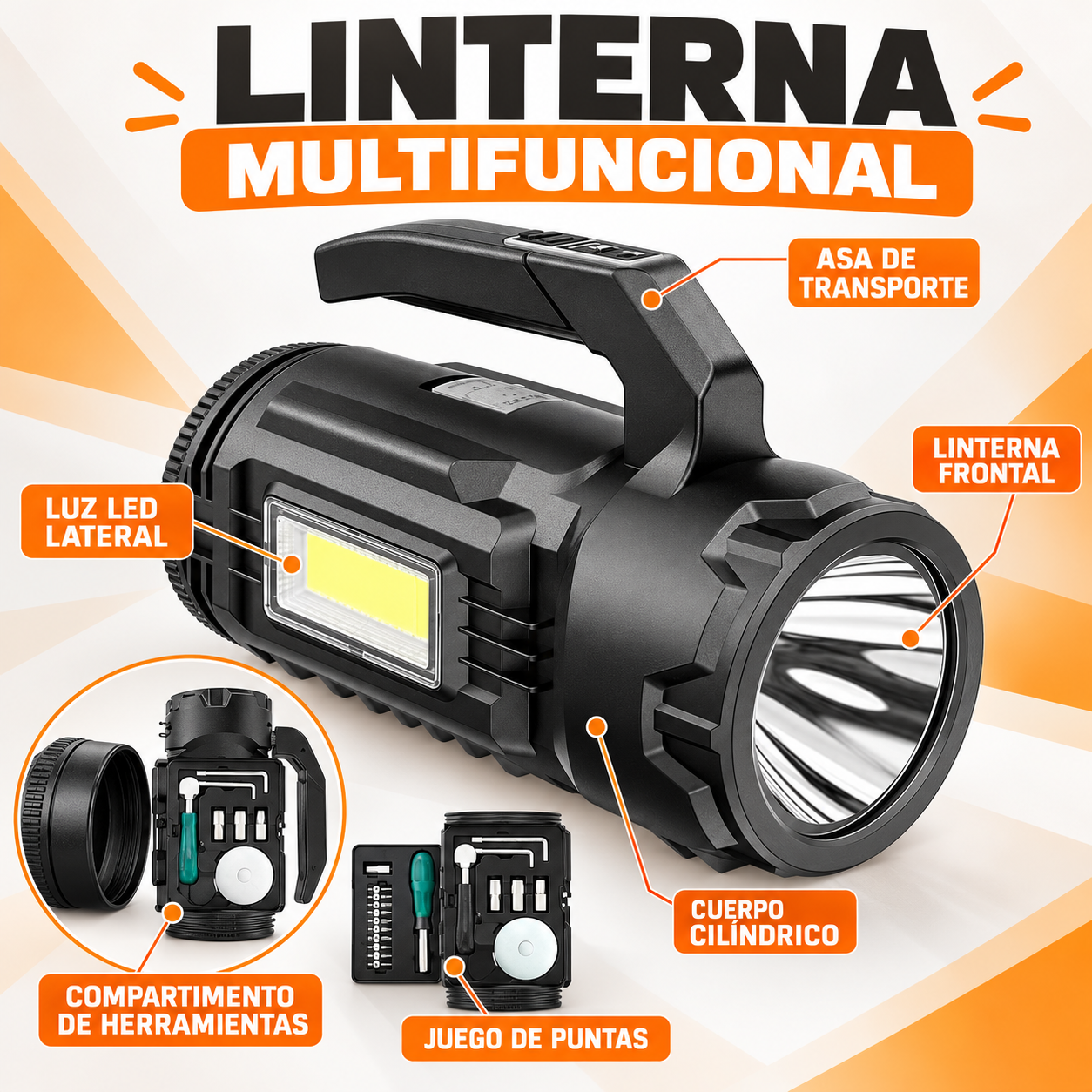 LINTERNA LUZ LED CON HERRAMIENTAS - Imagen 2